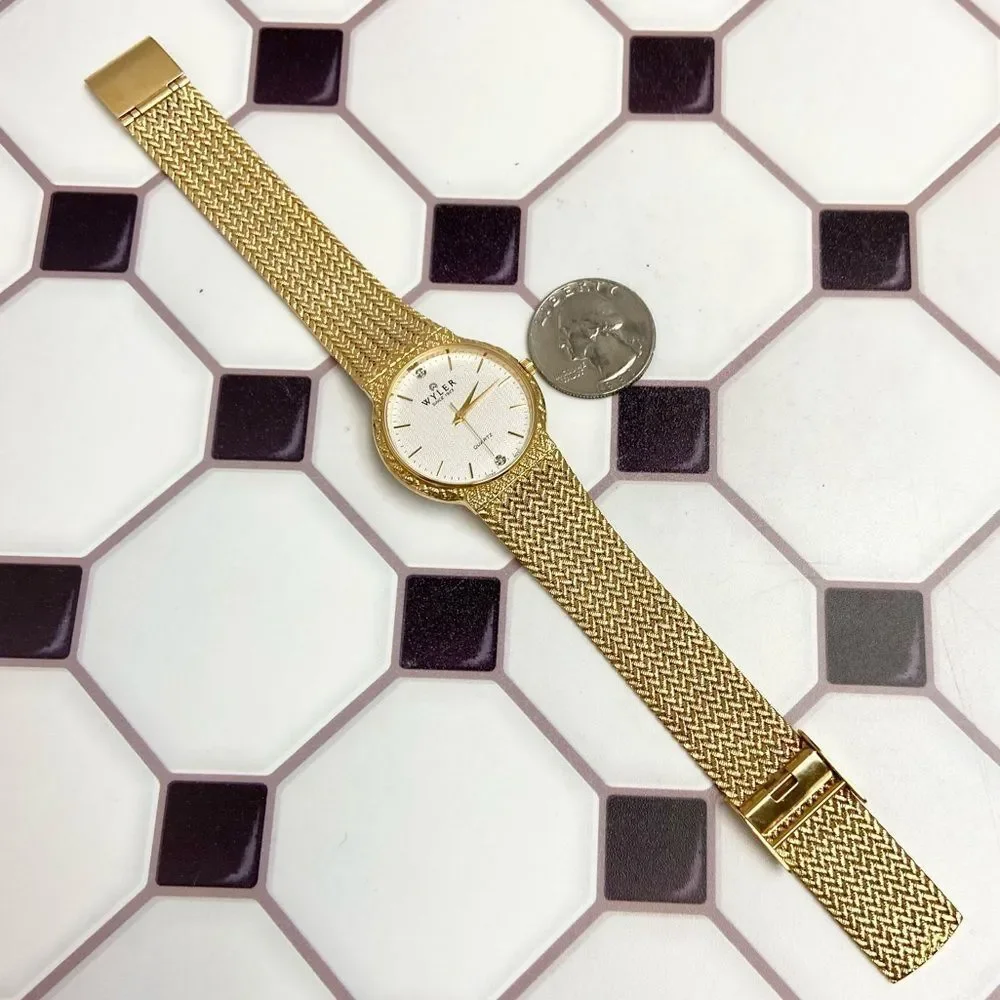 Vintage Wyler Diamond Accented Dial Men’s / Unisex Dress Watch Adjustable Band